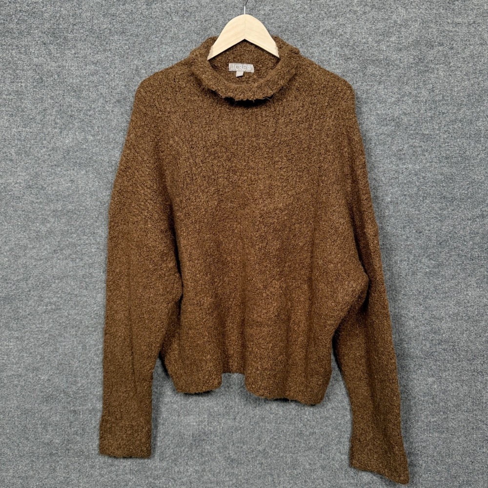 J Crew Women XL Relaxed‎ Rollneck Sweater Boucle Wool Alpaca Pullover Cozy Brown